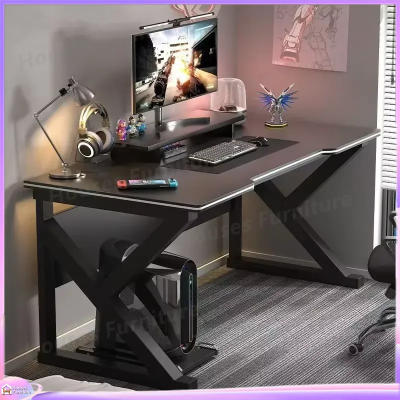 Desk Setup Ergonomics - طاولة ألعاب معدنية سوداء من MDF