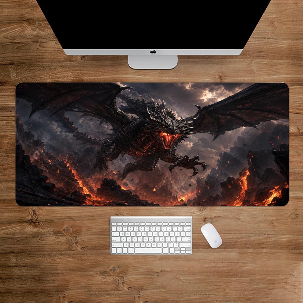 Desk Setup Gaming And Work - لوحة ماوس بتصميم التنين الناري، إكسسوارات