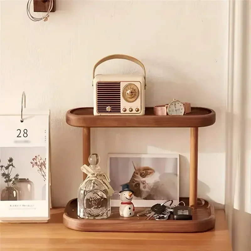 Desk Setup Productivity - حار خشبية تخزين الرف 2-طبقات منظم