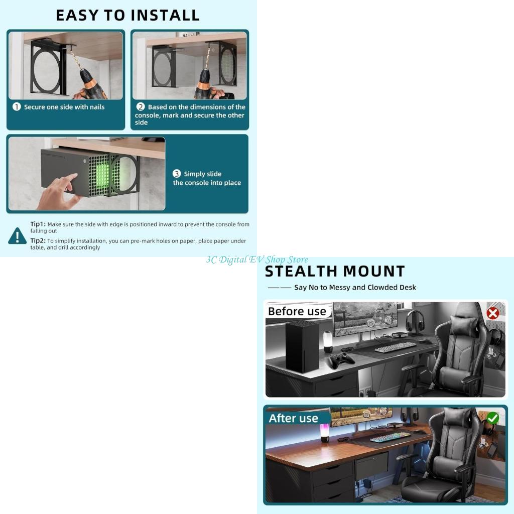 Desk Setup Xbox - حامل دعم E74D فعال تحت المكتب،