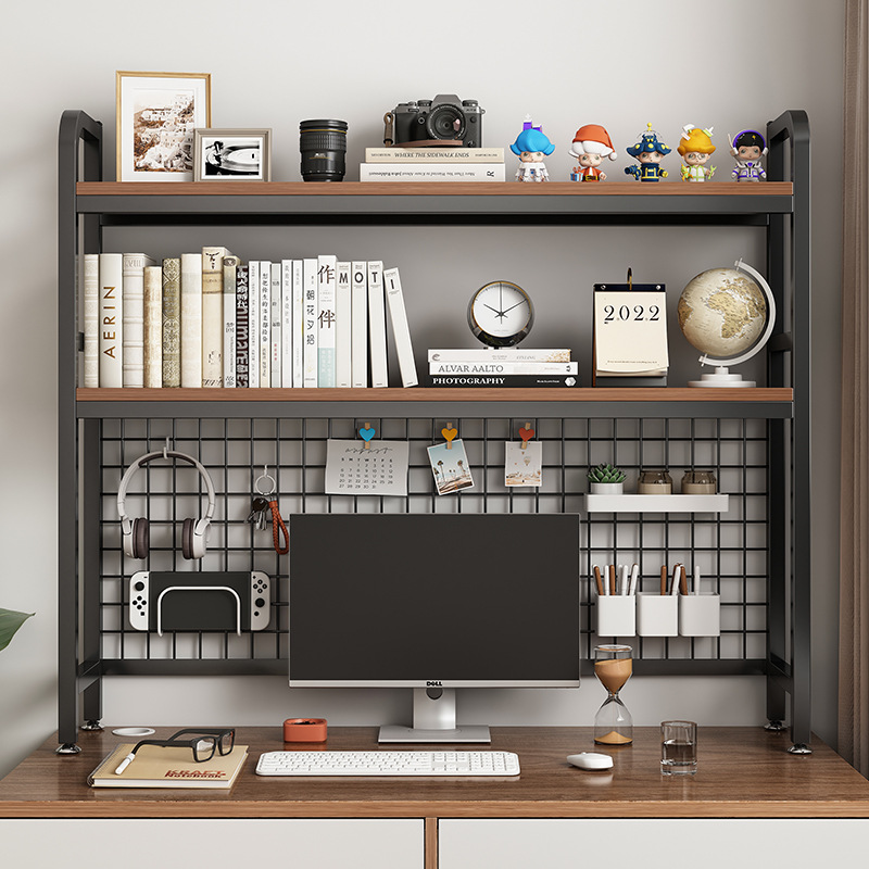Desk Setup Productivity - رف الكتب مع شبكة مكتب تخزين