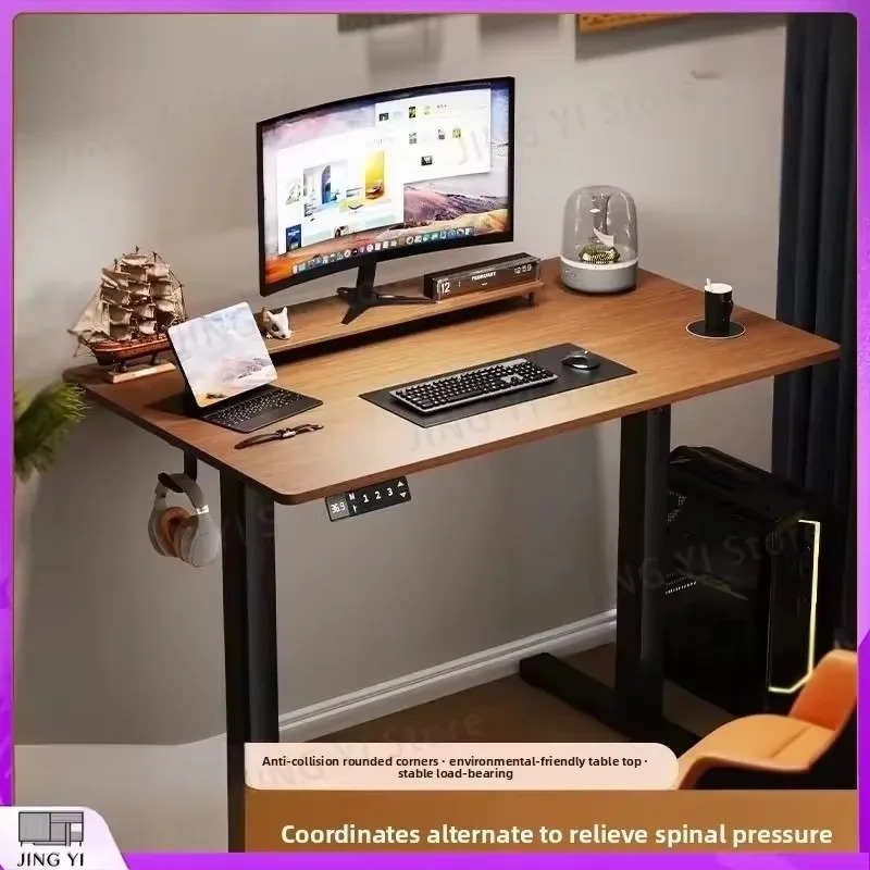Desk Setup Ergonomics - مكتب قابل للتعديل كهربائيًا من الخشب