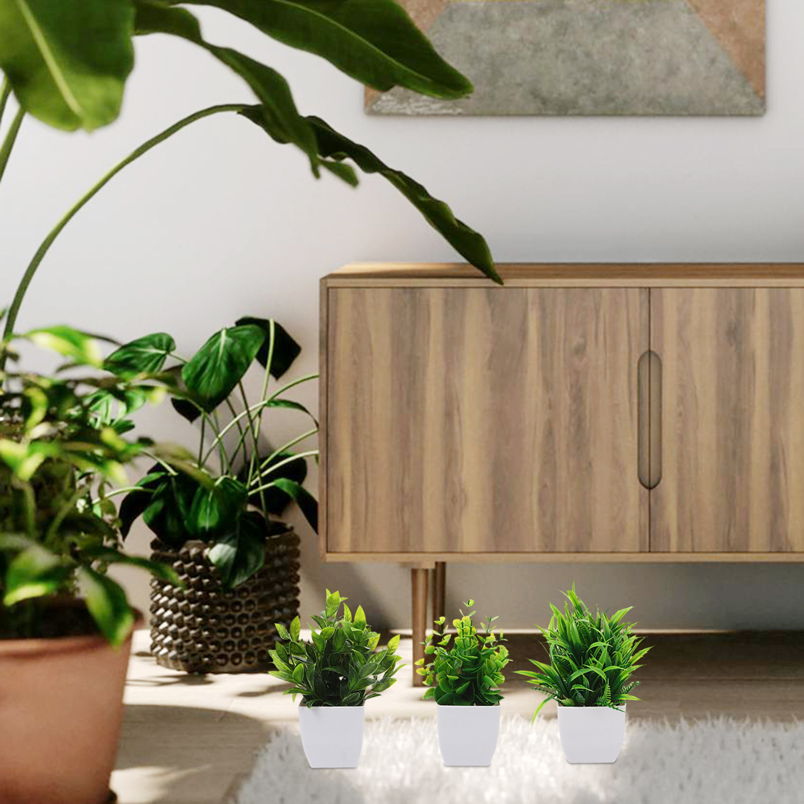 Plant Pot Small Desk - 3 قطع من النباتات الصناعية الصغيرة