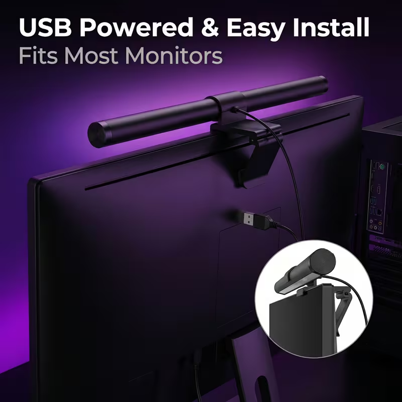 شريط إضاءة LED للشاشة مع جهاز  - مراجعة Desk Setup Light وسعره