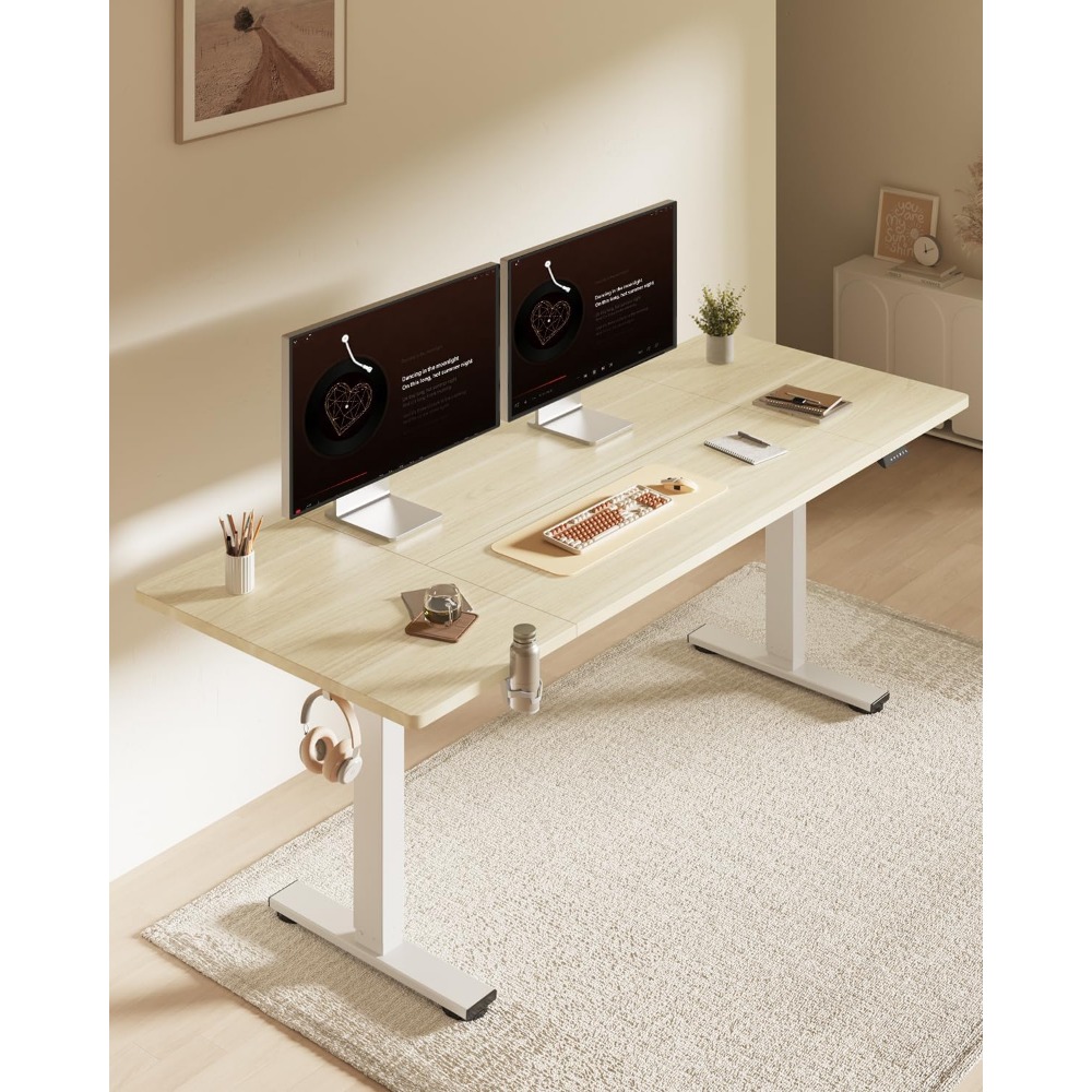 مكتب كهربائي قابل للوقوف من FL - مراجعة Desk Setup Workspace وسعره