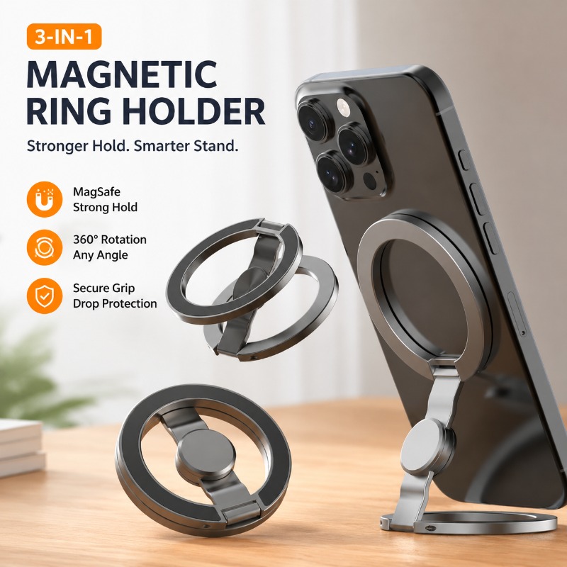 حامل هاتف مغناطيسي مزدوج الحلق - مراجعة Dual Phone Holder وسعره