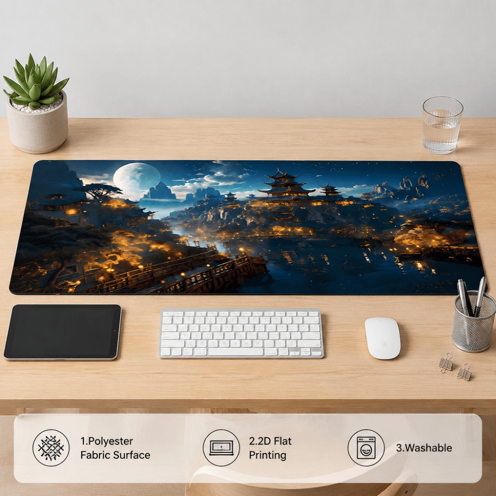 مفرش طاولة ممدود بطباعة قمر ال - مراجعة Desk Setup Simple وسعره