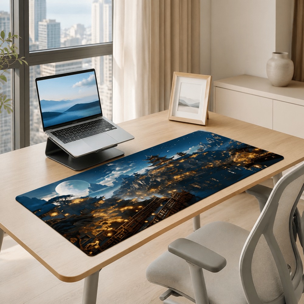 مفرش طاولة ممدود بطباعة قمر ال - مراجعة Desk Setup Simple وسعره