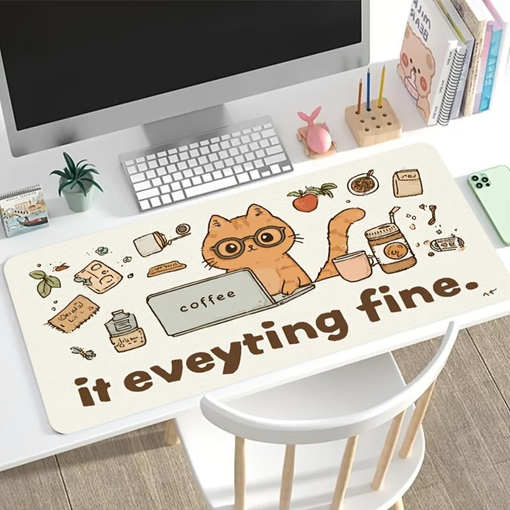 أنماط مرسومة باليد، قطة برتقال - مراجعة Desk Setup Simple وسعره