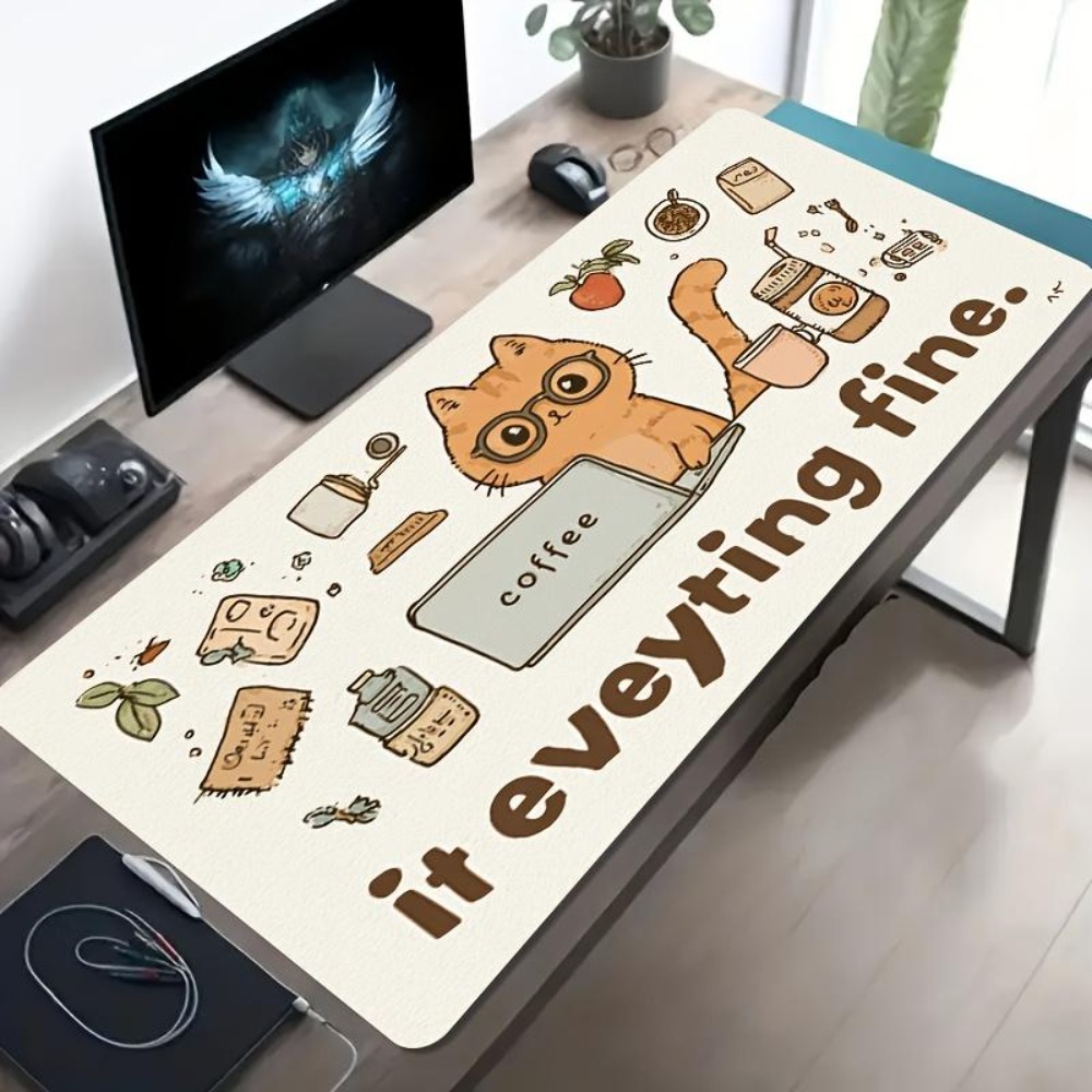 أنماط مرسومة باليد، قطة برتقال - مراجعة Desk Setup Simple وسعره